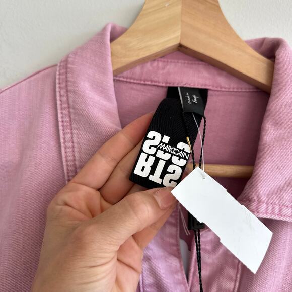 Marc Cain Twill Shirt Denim Shacket Bright Pink Lavender 8 NWT - Picture 5 of 12